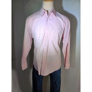 Shirt Mens Large Pink Check Classic Fit Dress Button Front Long Sleeve Pocket